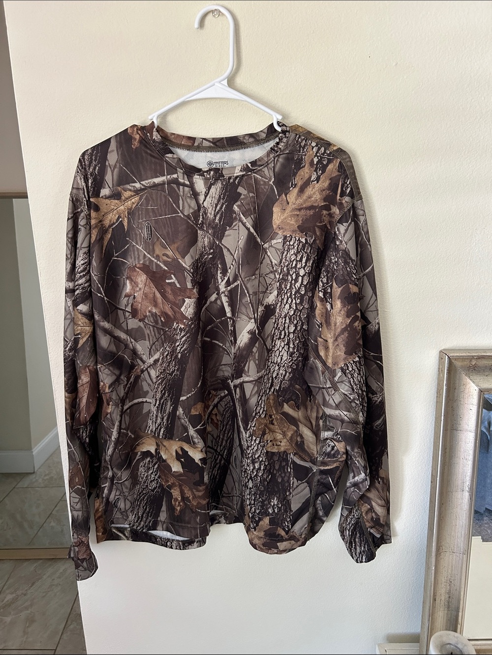 Outfitters Ridge leaf woods, bark camo hunting, outdoor long sleeve shirt XXL